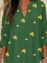 Women's Shamrock Long Sleeve Shirt Spring/Fall V Neck Daily Casual Top