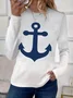 Women's Long Sleeve Tee T-shirt Spring/Fall Anchor Printing Crew Neck Casual Graphic Tee Top