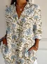 Women's Floral Long Sleeve Shirt Spring/Fall Shirt Collar Daily Vintage Top