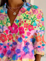 Women Floral Long Sleeve Shirt Spring/Fall Shirt Collar Daily Vintage Top