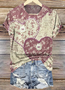 Women's Geometric Short Sleeve Tee T-shirt Crew Neck Vintage Summer Top