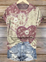 Women's Geometric Short Sleeve Tee T-shirt Crew Neck Vintage Summer Top