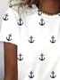 Women's Short Sleeve Tee T-shirt Summer Anchor Printing Crew Neck Casual Graphic Tee Top