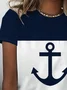 Women's Short Sleeve Tee T-shirt Summer Anchor Printing Crew Neck Casual Graphic Tee Top