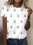 Women's Short Sleeve Tee T-shirt Summer Anchor Printing Crew Neck Casual Graphic Tee Top