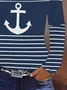 Women's Long Sleeve Tee T-shirt Spring/Fall Striped Printing V Neck Casual Graphic Tee Top