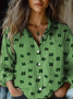 Women's Four-leaf Clover Long Sleeve Shirt Spring/Fall Shirt Collar Daily Casual Top