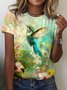 Women's Floral Short Sleeve Tee T-shirt Crew Neck Casual Summer Top