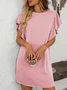 Women's Striped Short Sleeve Summer Printing Dress Crew Neck Daily Casual Mini T-Shirt Dress H-Line Dress