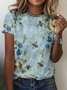 Women's Floral Sleeveless Tee T-shirt Crew Neck Casual Summer Top