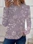 Women's Floral Long Sleeve Tee T-shirt Crew Neck Printing Casual Spring/Fall Graphic Tee Top