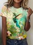 Women's Floral Short Sleeve Tee T-shirt Crew Neck Casual Summer Top