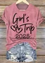 Women Text Letters Short Sleeve Tee T-shirt Crew Neck Casual Summer Top