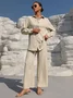 Women's Plain Two-Piece Set Daily Long Sleeve Casual Spring/Fall Top With Pants Matching Set