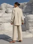Women's Plain Two-Piece Set Daily Long Sleeve Casual Spring/Fall Top With Pants Matching Set