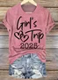 Women Text Letters Short Sleeve Tee T-shirt Crew Neck Casual Summer Top