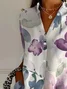 Women's Floral Long Sleeve Shirt Spring/Fall Buckle Shirt Collar Daily Casual Top