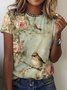 Women's Floral Short Sleeve Tee T-shirt Crew Neck Casual Summer Top