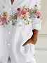Women's Floral Long Sleeve Shirt Spring/Fall Buckle Shirt Collar Daily Casual Top