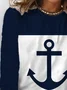 Women's Anchor Long Sleeve Tee T-shirt Crew Neck Printing Casual Spring/Fall Graphic Tee Top