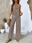 Women's Plain Daily Going Out Two Piece Set Sleeveless Casual Summer Top With Pants Matching Set