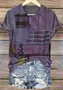 Women's Geometric Short Sleeve Tee T-shirt Crew Neck Vintage Summer Top