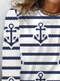 Women's Striped Long Sleeve Tee T-shirt Crew Neck Printing Casual Spring/Fall Graphic Tee Top