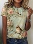 Women's Floral Short Sleeve Tee T-shirt Crew Neck Casual Summer Top