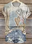 Women's Geometric Short Sleeve Tee T-shirt Crew Neck Vintage Summer Top
