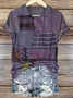 Women's Geometric Short Sleeve Tee T-shirt Crew Neck Vintage Summer Top