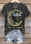 Women Geometric Short Sleeve Tee T-shirt Crew Neck Casual Summer Top