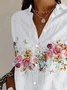 Women's Floral Long Sleeve Shirt Spring/Fall Buckle Shirt Collar Daily Casual Top