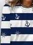 Women's Striped Long Sleeve Tee T-shirt Crew Neck Printing Casual Spring/Fall Graphic Tee Top