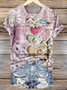Women's Geometric Short Sleeve Tee T-shirt Crew Neck Vintage Summer Top