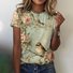 Women's Floral Short Sleeve Tee T-shirt Crew Neck Casual Summer Top