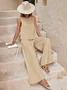 Women's Plain Two-Piece Set Daily Sleeveless Casual Summer Top With Pants Matching Set