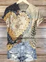 Women's Geometric Short Sleeve Tee T-shirt Crew Neck Vintage Summer Top
