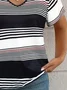 Women's Striped Short Sleeve Tee T-shirt V Neck Printing Casual Summer Graphic Tee Top