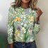 Women Floral Long Sleeve Tee T-shirt Crew Neck Casual Spring/Fall Top