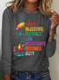 Women's Text Letters Long Sleeve Blouse_ Spring/Fall Crew Neck Daily Casual Top