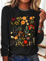 Women's Floral Long Sleeve Blouse_ Spring/Fall Crew Neck Daily Casual Top