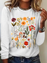 Women's Floral Long Sleeve Blouse_ Spring/Fall Crew Neck Daily Casual Top
