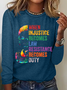Women's Text Letters Long Sleeve Blouse_ Spring/Fall Crew Neck Daily Casual Top
