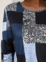Women's Abstract Plaid Long Sleeve Tee T-shirt Crew Neck Printing Casual Spring/Fall Graphic Tee Top