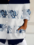 Women's Striped Long Sleeve Shirt Spring/Fall Buckle Shirt Collar Daily Casual Top