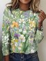 Women Floral Long Sleeve Tee T-shirt Crew Neck Casual Spring/Fall Top