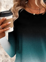 Women's Ombre Long Sleeve Tee T-shirt Crew Neck Printing Casual Spring/Fall Graphic Tee Top