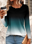 Women's Ombre Long Sleeve Tee T-shirt Crew Neck Printing Casual Spring/Fall Graphic Tee Top