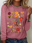 Women's Floral Long Sleeve Blouse_ Spring/Fall Crew Neck Daily Casual Top