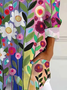 Women's Floral Long Sleeve Shirt Spring/Fall Buckle Shirt Collar Daily Casual Top